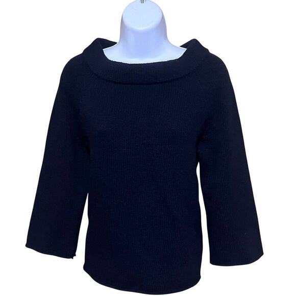 J.Crew Sweaters - J Crew Cashmere Wool Blend Boat Neck Sweater Black S Minimalist Classic City